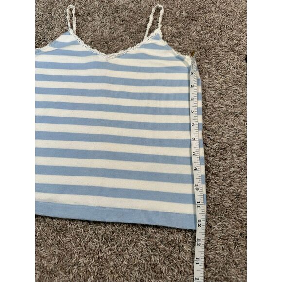 vintage y2k ralph lauren knit blue/white stripe cami top cottagecore coastal XS - Picture 6 of 9